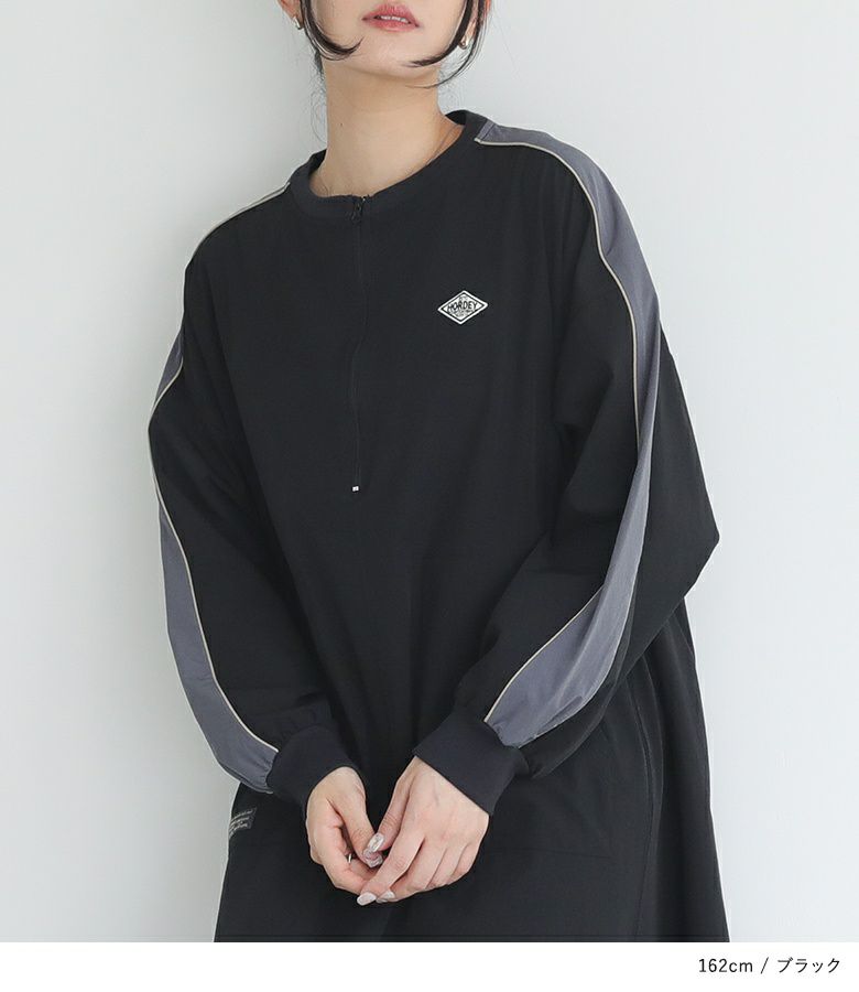 SALE！【PGG】パイルメッシュ ハーフジップアップワンピース SALE！【PGG】パイルメッシュ ハーフジップアップワンピース