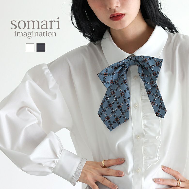 somari imaginationリボンタイ付きフリルブラウス』