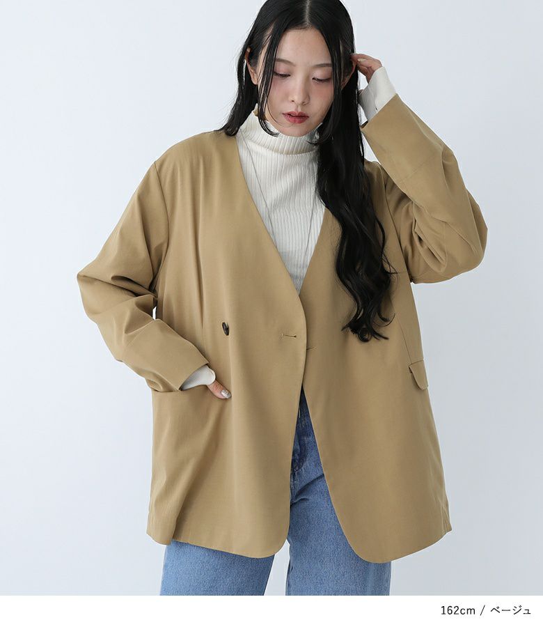 ジャケット・アウター aere over double jacket khaki brown 38 anuke 】Oversize Double Jacket | valance 福井｜レディース セレクト