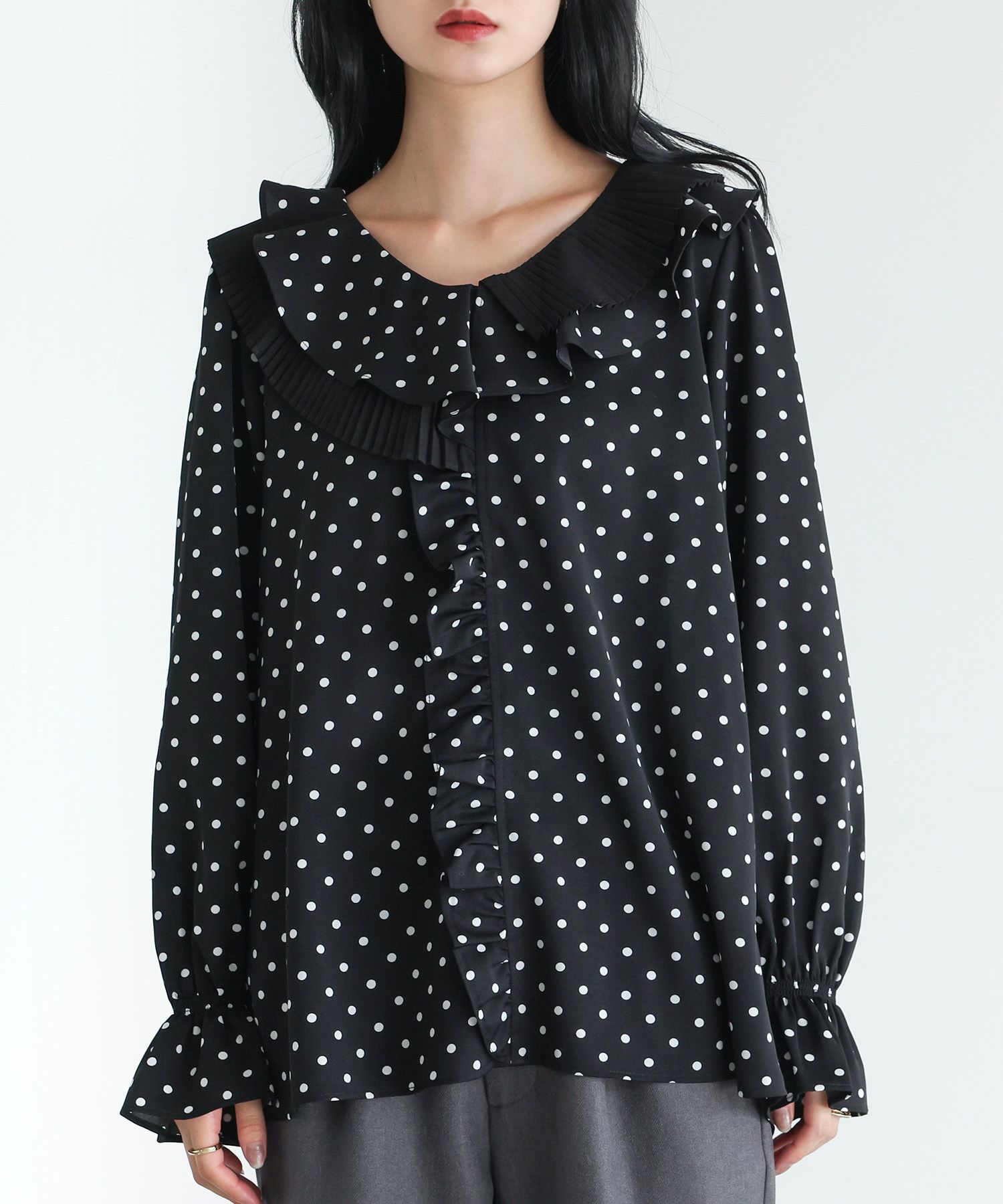 somari imaginationフリルドット柄ブラウス』