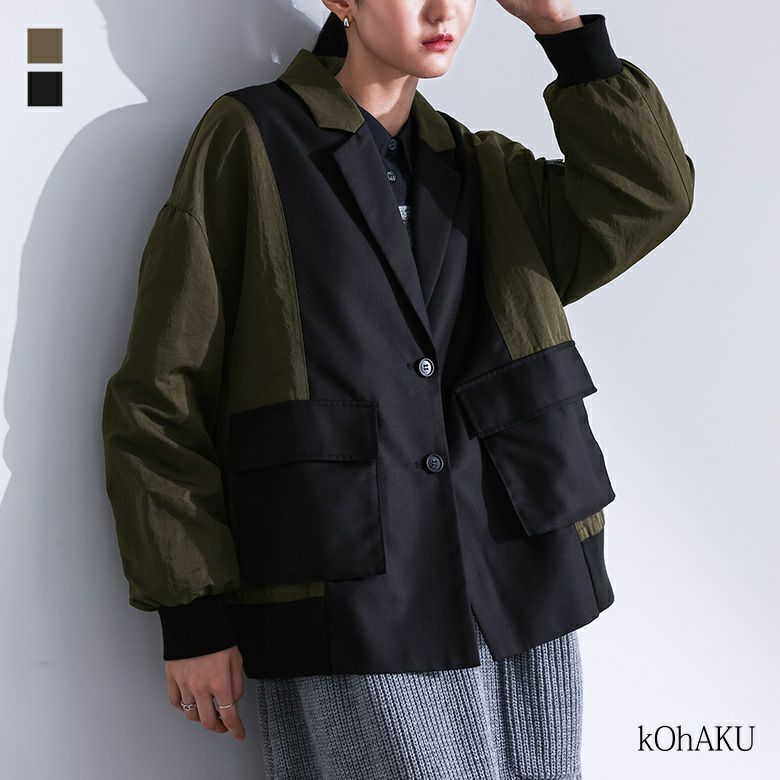 kOhAKU(コハク)異素材切替テーラードジャケット
