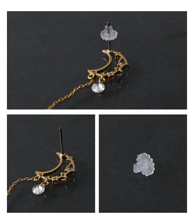 キュービックジルコニアハーフムーンピアス』◇