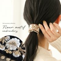 花柄刺繍ヘアーカフス
