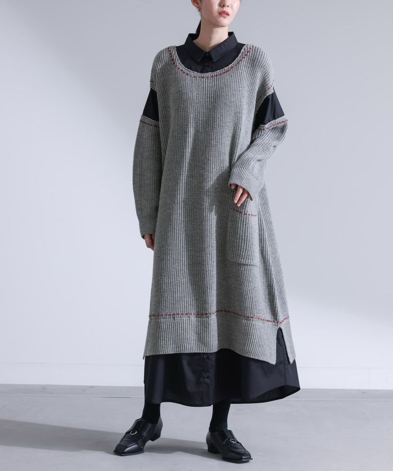 kOhAKUシャツ切替ニットワンピース』
