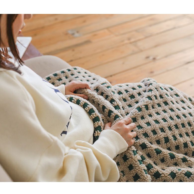 ボアチェックひざ掛け』