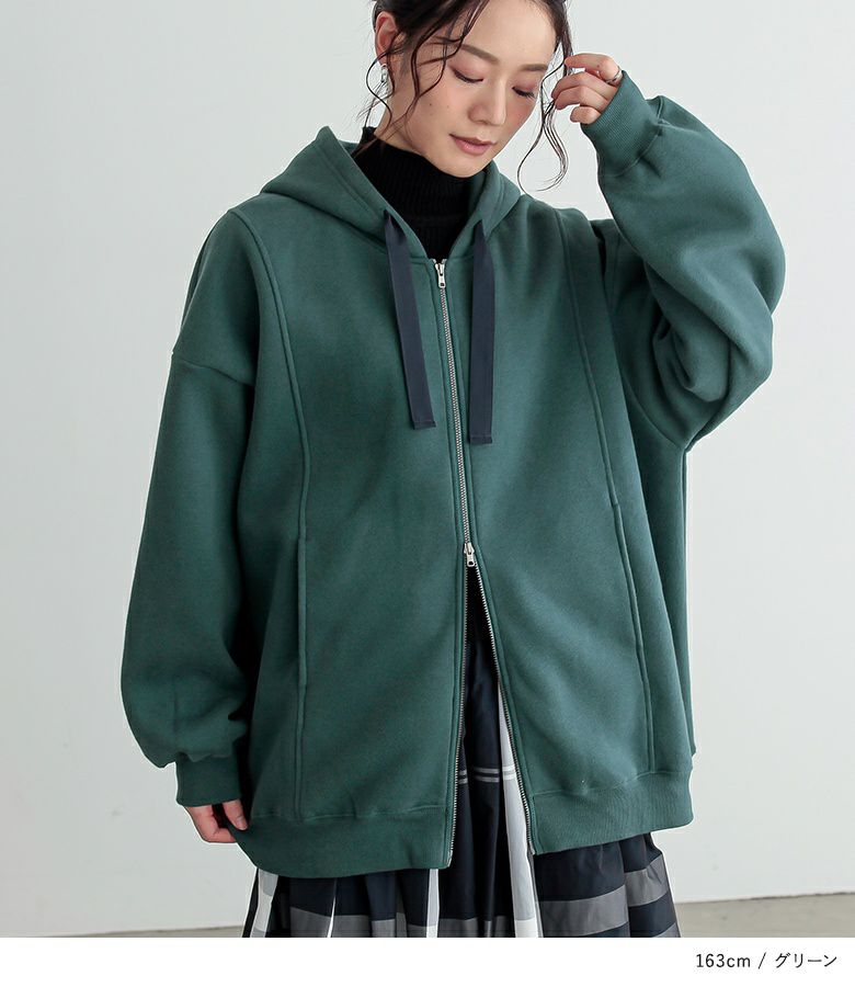 n'OrLABEL裏起毛ダブルジップパーカー』