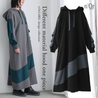 nOrLABEL(ノアールレーベル)異素材切替フード付きワンピース