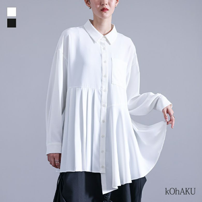 kOhAKU(コハク)プリーツアシンメトリーフレアシャツ