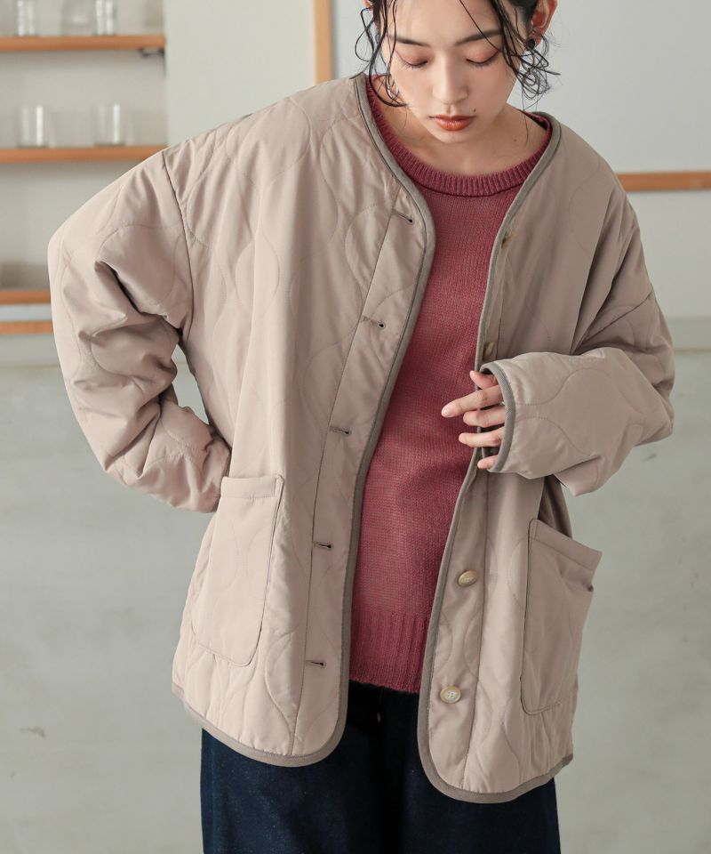 n'OrLABELノーカラーキルティングジャケット』