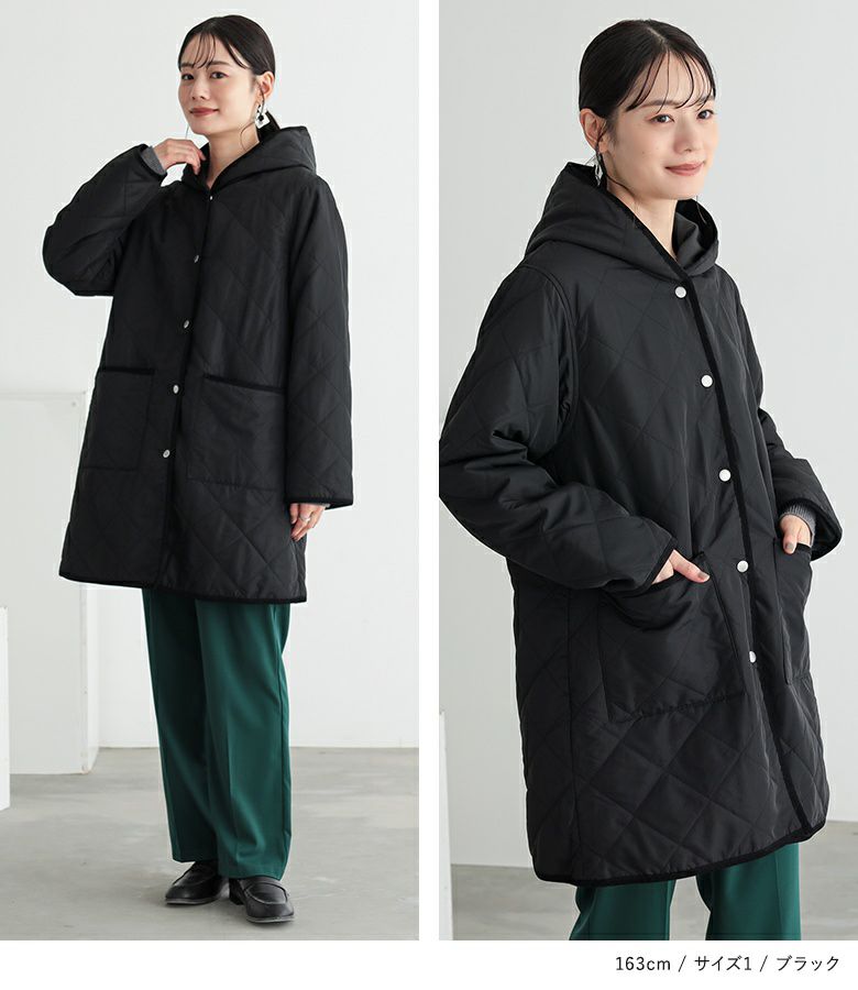 n'OrLABELフード付きキルティングコート』