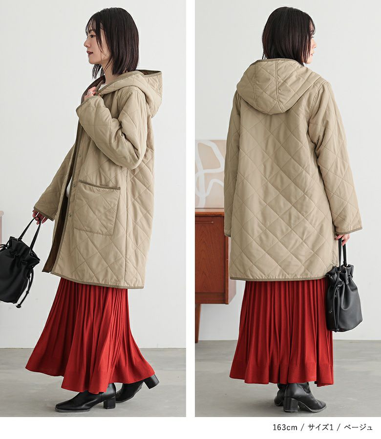 n'OrLABELフード付きキルティングコート』