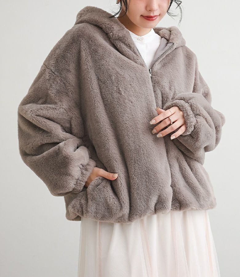 即納】ステッチボリュームファーフードジャケット KA5024 ka_ya_kun