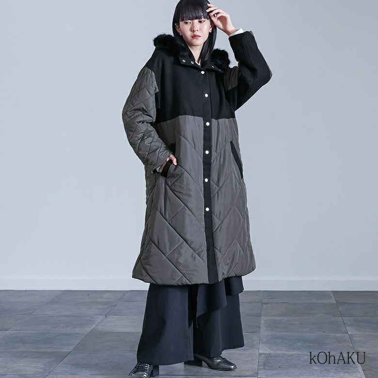 kOhAKUフードファーキルティングコート』