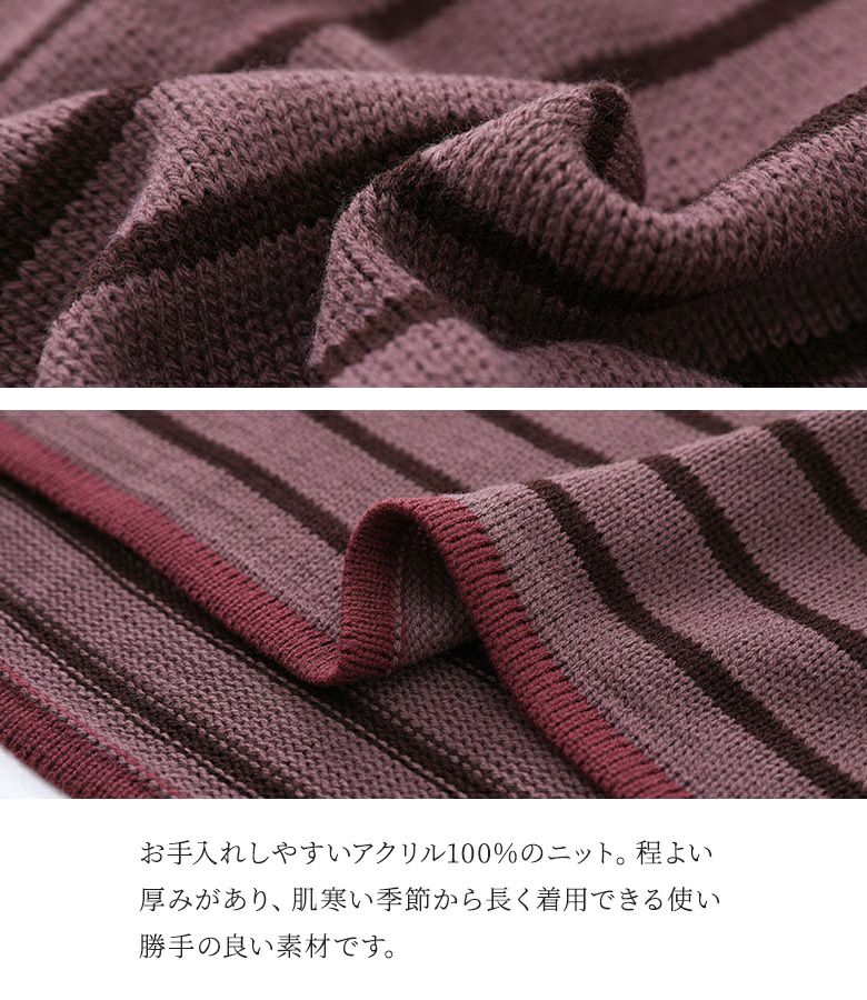 n'OrLABELアシメハーフジップボーダーニット』