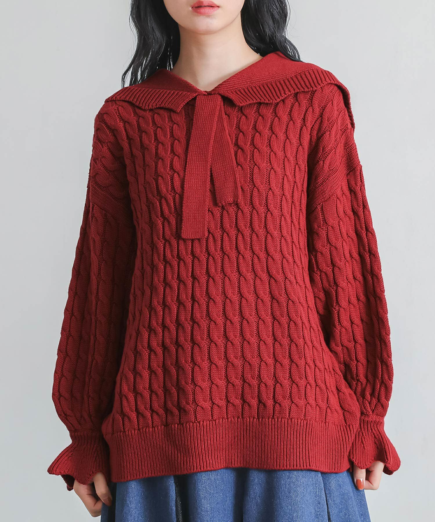 somari imaginationスカラップセーラーケーブルニット』