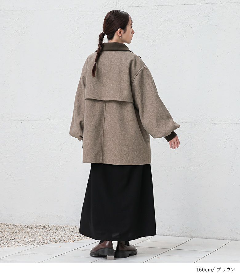 リブカラーミドルジップコート』