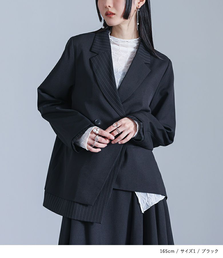 kOhAKU配色ダブルテーラードジャケット』