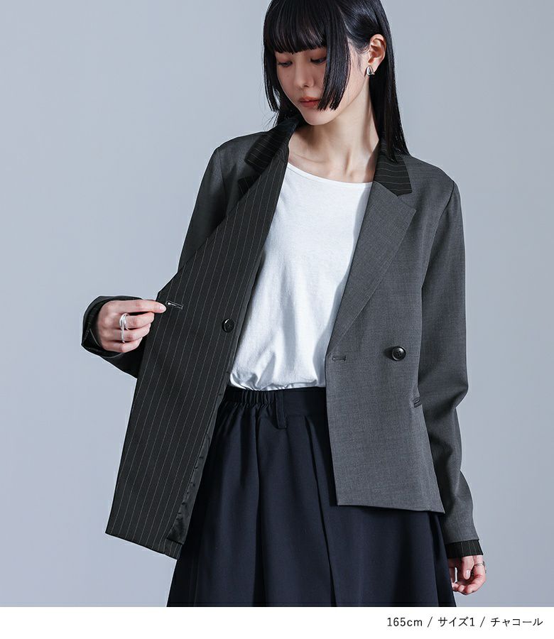 kOhAKU配色ダブルテーラードジャケット』