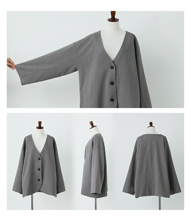 n'OrLABELノーカラーラウンドヘムジャケット×コクーンパンツセットアップ』