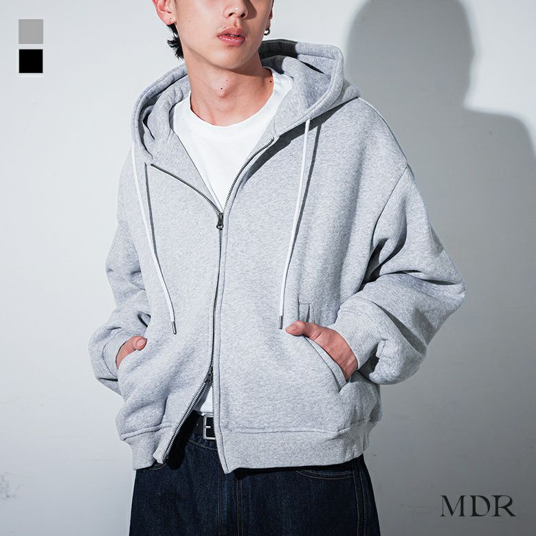 MDR(エムディアール)裏起毛タックスリーブジップパーカー