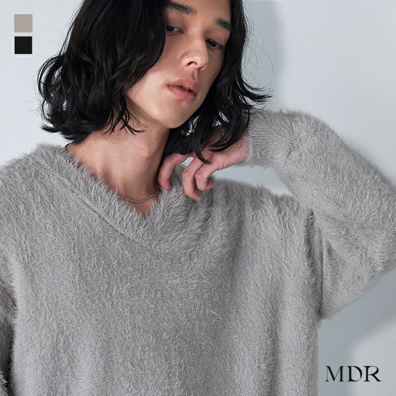 MDR(エムディアール)シャギーVネックニットトップス