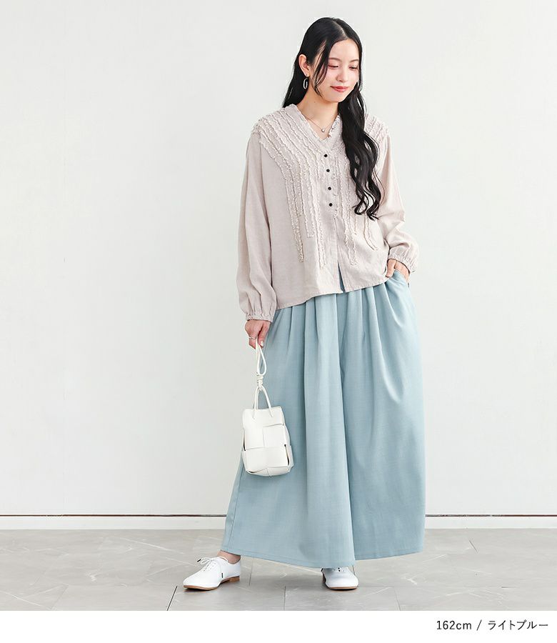 n'OrLABELリネンライクタックガウチョパンツ』